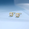 Minimalist S925 silver square stud earrings with sparkling clear cubic zirconia - 925 Silver / Gold Plated-White Zirconia