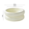 Creamy beige donut ceramic bowl with 18cm width and 8cm height dimensions shown - Double Layer Donut Bowl / Off White