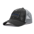 Used-Look US-Flagge Mesh-Baseballkappe für Damen mit gesticktem Patch in Grau - Verstellbar / Dunkelgrau
