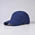 Detailed side view of a navy blue short brim 5-panel baseball cap for outdoor wear - Adjustable / Navy Blue