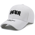 Cappellino da baseball in cotone twill bianco con ricamo FOUR nero e visiera curva - Regolabile / Bianco