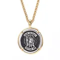 Pendentif Saint Michel Archange bicolore or et argent avec chaîne maille dorée - Style Saint Michel Défendez-Moi (Style 1)
