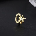 Single gold star hip hop tooth cap with micro-pave cubic zirconia stones inlay - Pentagram / Gold