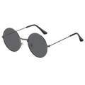 Vintage round sunglasses with gunmetal frames and dark grey lenses for weddings - Gunmetal Frame Grey Lens