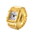 GOMIA square gold ring watch featuring a white dial and industrial screw design - Square Dial / Gold/White