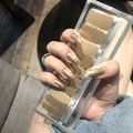 Detail of gold diamond grid nail polish wraps with display of application and packaging - MZ-002 Gold Lattice