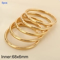 Set of 5 minimalist 18k gold plated stainless steel 6mm hollow bangles, 68mm diameter - Gold Set (5 Rings)