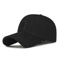 Schwarze Baumwoll-Baseballkappe mit grauem Pfeil-Patch und gebogenem Schirm in Seitenansicht - Schwarz