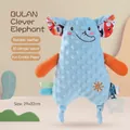 Manta de seguridad de elefante azul para bebé con tela minky 3D y mordedor estrella - Estilo Elefante (Bran)
