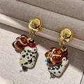 2510195 Spotted Crystal Tassel Earrings (s925 Silver Needle)