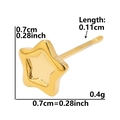 Detail showing dimensions of golden pentagram star stud earring in stainless steel - D97-Mini Star / Gold