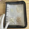 Black 3-inch 4-grid jewelry binder with 20 transparent PVC anti-oxidation storage pages - Black Zipper Album Only (No Bags)
