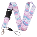 Pink and blue gradient dreamcatcher lanyard with quick-release buckle and metal hook - Gradient Dreamcatcher / Lanyard Only
