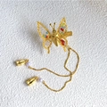 Golden butterfly hair clip with colorful beads, metal tassels and pearl lily accents - Colorful Gold Tassel (F0001) / Gold