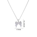 Elegant silver bow pendant necklace with sparkling zircons, 16.4mm by 17mm size - Steel Color (A057)