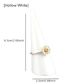 Silver daisy ring on white acrylic cone display stand with 6.5cm height measurements - Hollow Style / White