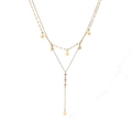 Dettaglio della collana a doppio strato placcata oro 18K con stelle e zirconi brillanti - Collana a Doppio Strato Stella e Zircone (24761) / Oro
