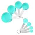 8-piece set of mint green measuring cups and spoons with stainless steel handles - Mint Green 8Pcs Measuring Cups and Spoons Set