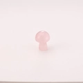 Miniature pink natural crystal mushroom pendant with a polished finish on white background - Rose Quartz / 15*20mm