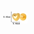 Gouden hartvormige titanium oorknop met kralenrand en 0,46 cm breedte afmeting - Hartvorm (T2525-3#) / Goud