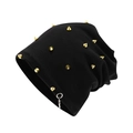 Bonnet noir street style avec pointes dorées punk et détail d'anneau métallique - Rivets Dorés