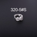 Asymmetric silver star and moon zircon ear cuff earring with crystal inlay - Infinity - Silver (5# Silver)