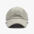 Gorra vintage de algodón beige con detalles desgastados y agujeros deshilachados - Ajustable / Verde