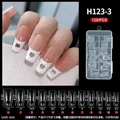 Coffin shaped heart hollow false nails H123-3 variant set with 120 pieces size chart - Transparent (120pcs/Box)