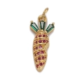Golden carrot pendant with green rectangle stones and pink pavé zirconias - CX137-9 Pave Zirconia Carrot