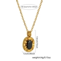 Collana in acciaio dorato con ciondolo in pietra nera ovale e specifiche di misura - Ciondolo ovale irregolare nero (SE3551)