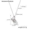 Collier chic à double pendentif goutte en acier inoxydable argenté avec chaîne de 65cm - Argenté
