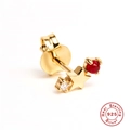 Gold star stud earrings in S925 sterling silver with red and clear crystal gems - Gold-Orange Red Zirconia Scorpio