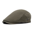 Deep olive green adjustable beret hat in durable twill cotton with metal side buckle - Army Green