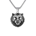 Polished silver stainless steel tiger head pendant necklace for men hiphop style - Tiger Head + Stainless Steel Chain