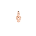 Detailed macro view of rose gold treble clef music note pendant charm with top loop - Rose Gold