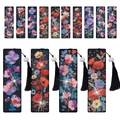 DIY floral diamond painting bookmark set with 14 patterns and black elegant tassels - Multicolor Floral
