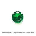 Titanium steel stud earring head with a sparkling green zircon in a four-prong setting - M0.9*5mm (Head Only) / Green