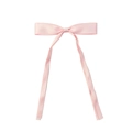Elegant light pink ribbon hair bow with long flowing streamers on a clean white background - Pink