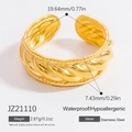 Gold plated stainless steel open twisted ring with waterproof and hypoallergenic design - Twisted Braid Style (JZ21110)