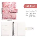 Copertina per raccoglitore A7 in pelle PU rossa con motivo coccodrillo e 6 anelli in metallo - Jacquard classico rosso A7