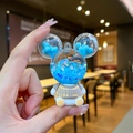 Luminous blue liquid quicksand Mickey keychain with stars and yellow plaid pattern - Blue