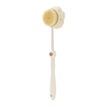 Brosse de bain double face avec poils doux et fleur de douche jaune à long manche beige - Brosse Double Face Blanche (Lavage et Gommage 2 en 1)