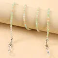Catenella per occhiali con perline di cristallo colorate verdi e arancioni su espositore - Verde