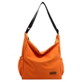 Large capacity casual orange canvas crossbody bag with adjustable strap by QIAN NING - Orange