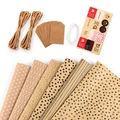 Eco-friendly kraft wrapping paper set with patterns, twine, tags and stickers for gifts - Set 1