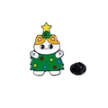 Cute cartoon cat in Christmas tree costume enamel badge with secure rubber backing - Cat in Christmas Tree Costume (CZ0394-2)