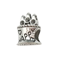Silver vintage alloy birthday cake charm bead with HAPPY engraving for DIY jewelry - Happy Birthday Cake 11x15mm