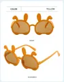 Foldable yellow rabbit-ear sunglasses for kids with matte frames and brown lenses - Yellow