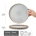 10-inch vintage ceramic steak plate in grey blue with rustic reactive glaze finish - Zhilia Brown Edge Large Plate 10 Inch