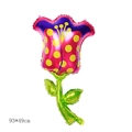 Pink tulip foil balloon with yellow dots and green stem for party decoration, 93x49cm - Tulip Pattern Style (Piranha Plant SKU)